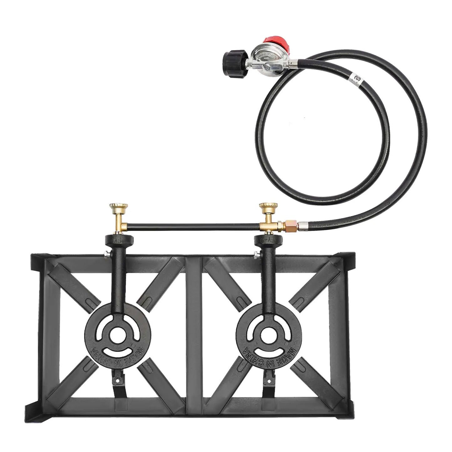 2 Burners Portable Gas Stove Camping Grill Propane Cooker Outdoor Gas Stove Desktop Burner for BBQ Picnic Hiking 8000W