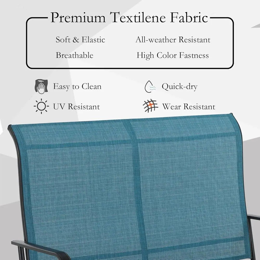 2-Person Outdoor Glider Bench, Weather-Resistant Textilene Fabric and Powder-Coated Metal Frame