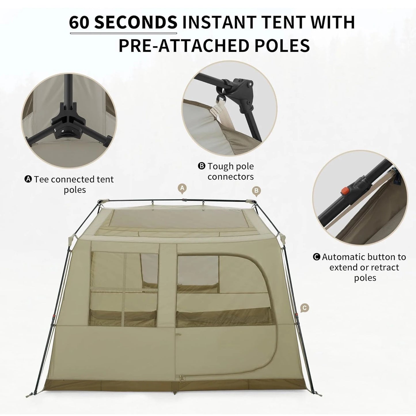 Naturehike Quick Open Tent Village 6.0 Anti-UV Shade Waterproof 4-8 Person Camping Tent Large Cabin Instant Tents for Car Picnic
