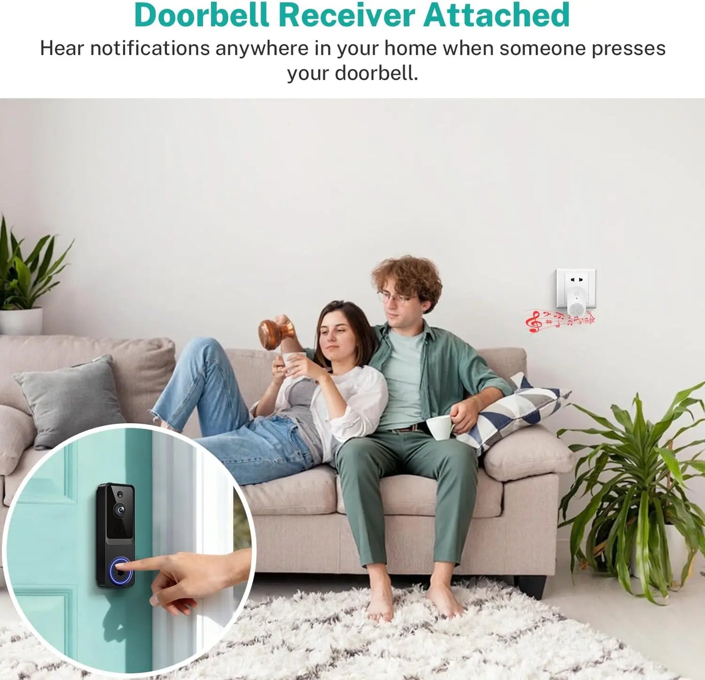 1080P Smart Wireless Doorbell Camera with AI Motion Detection, Night Vision, Two-Way Talk, Cloud Storage, Indoor/Outdoor Use