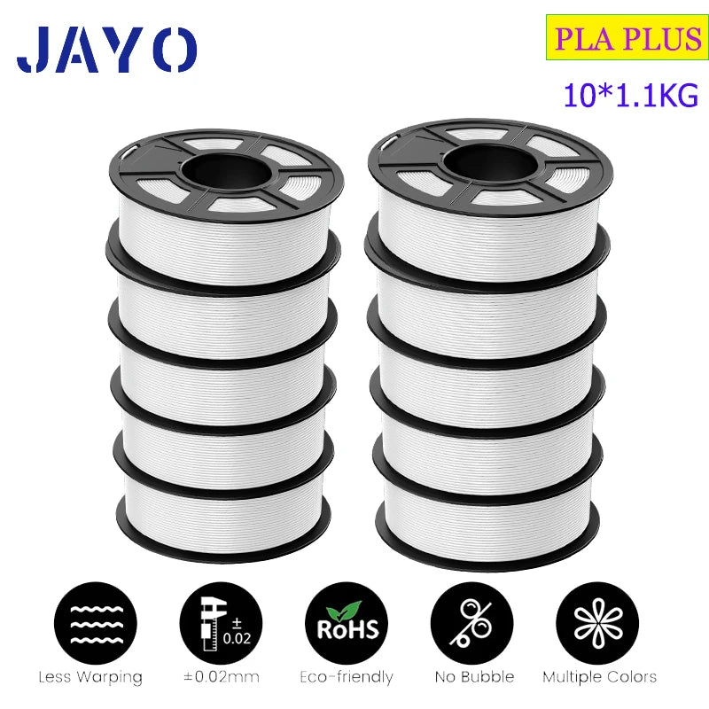 JAYO 10Rolls pla plus/petg /pla/pla+2.0/skdc Multicolor 3d Filament Printe 1.75mm FDM 100%No bubbel for 3D Printer Materials