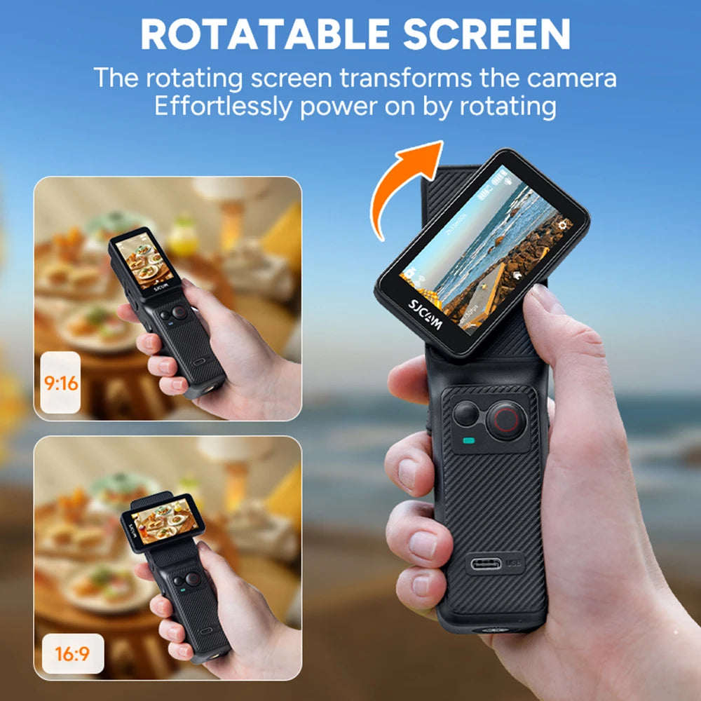 SJCAM C400 4K Pocket Camcorder with Stabilization, WiFi for Travel Vlogging & Family Handheld Recording Touch Screen Live Stream