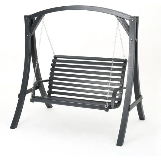 Wooden Swinging Loveseat, Outdoor Swing Chair for Garden, Patio, or Backyard, 82.5" L×50" W×76.5" H,Comfortable Seating, Include