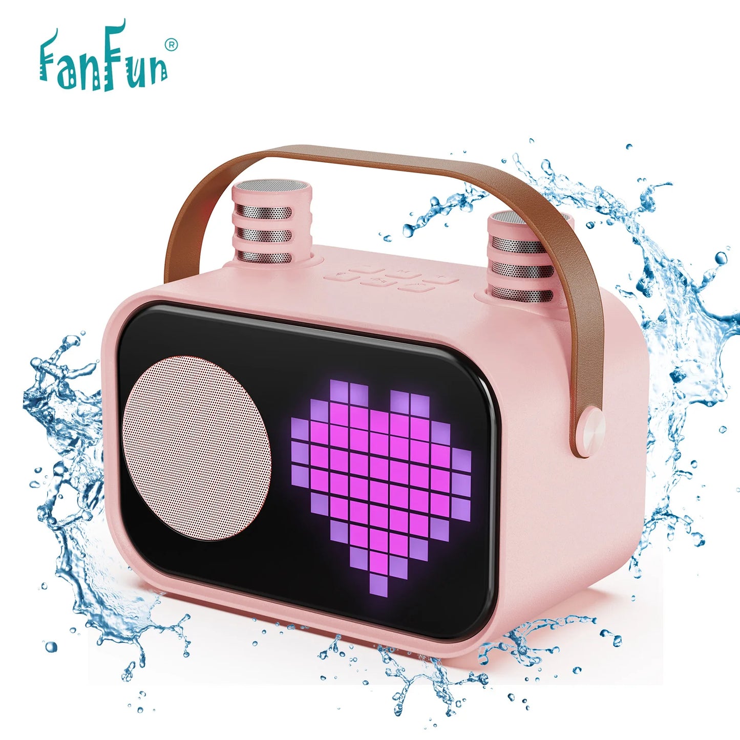 D58 Karaoke Machine for Children and Adults, Mini Portable Bluetooth Karaoke Speaker with 2 Wireless Microphones