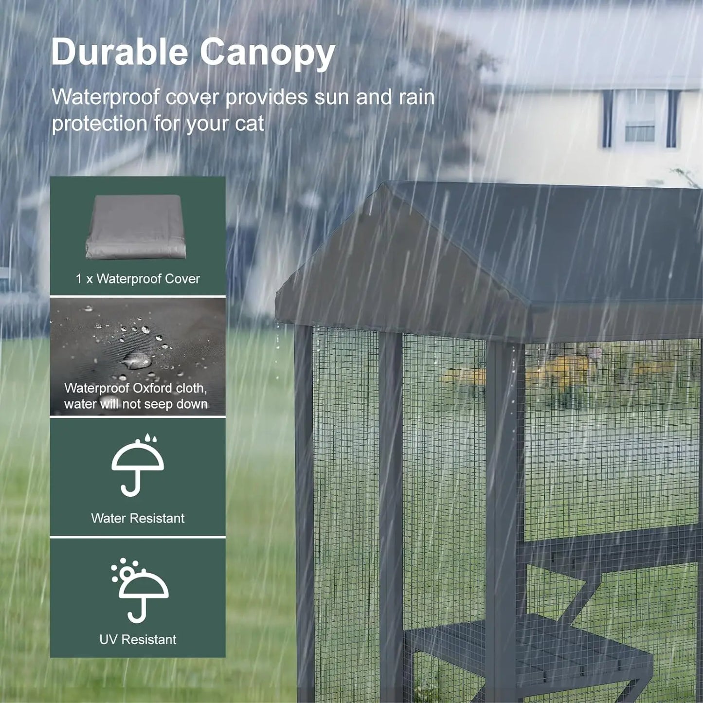 Catio Outdoor Cat Enclosure, Large Cat House for Mulitiple Cats Walk in Cat Cage with Waterproof Cover and Sunshine Panel Roof