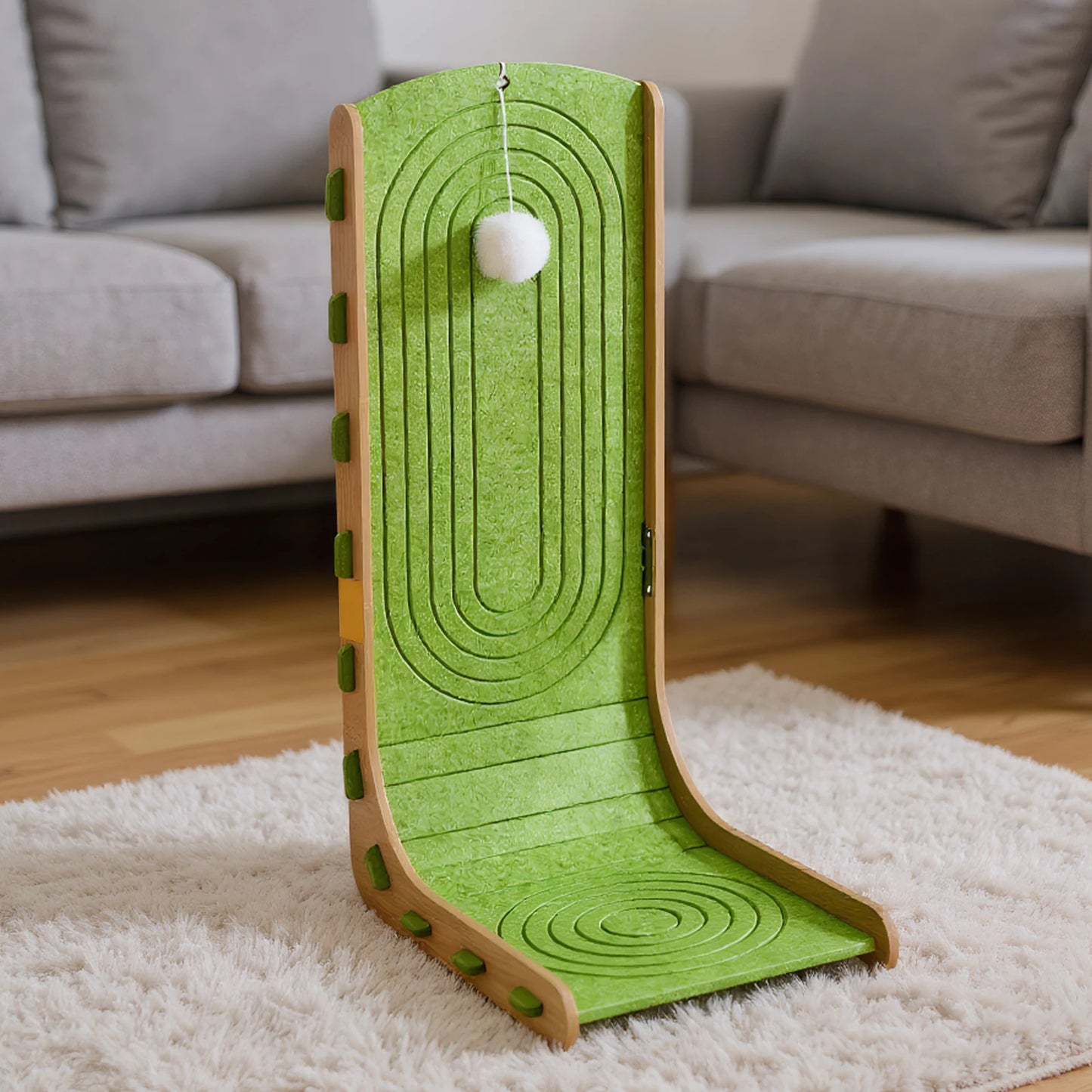 Cats Scratching Board with Ball L Shape Cat Scratcher Wall Mountable Furniture Protector for Pet Toy