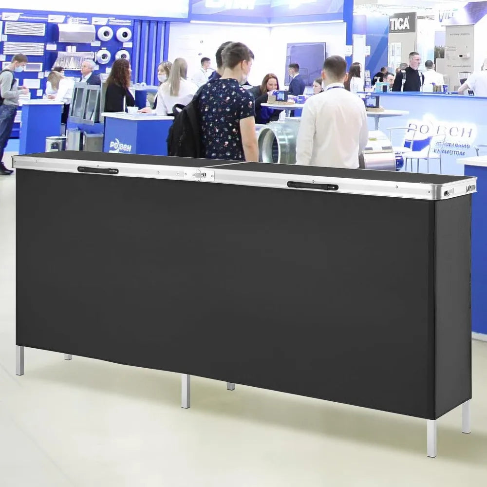 Extra Long Folding Portable Bar Table for Trade Show, Party, Picnic, Exhibition with Carrying Case