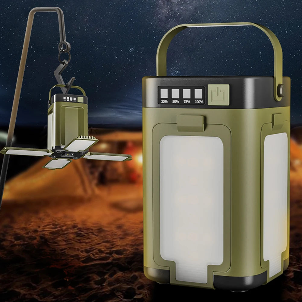 Foldable Camping Light Power Bank Rechargeable Lantern Solar Camping Lantern Portable Flashlight for Camping Hiking Fishing