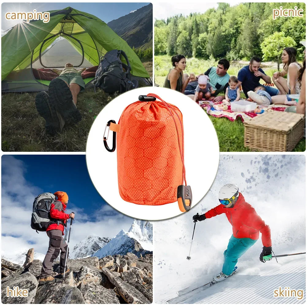 Portable Sleeping Pad Quilt PE Aluminum Film Warm Windproof Survival Blanket Waterproof Camping Outdoor Equipment