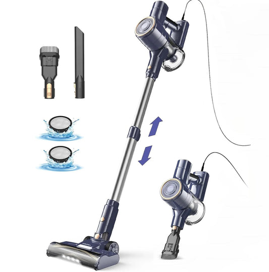 YISORA Corded Vacuum Cleaner, 600W 23KPa Stick Vacuum, Free-Stand 6 in 1 Handheld Vacuum Cleaner for Hard Floor Carpet