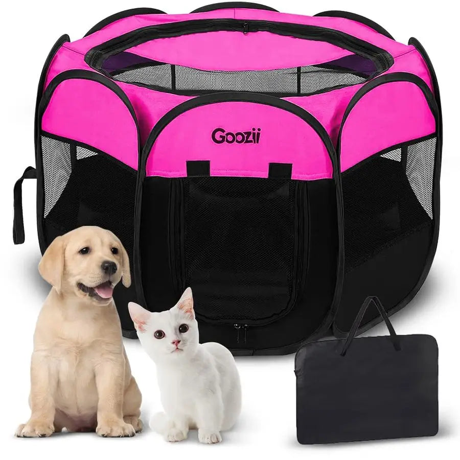 Portable Dog Playpen for Small Dogs Indoor Outdoor, Foldable Pet Puppy Playpens Kennel Tent with Top Cover Door for House Cat K