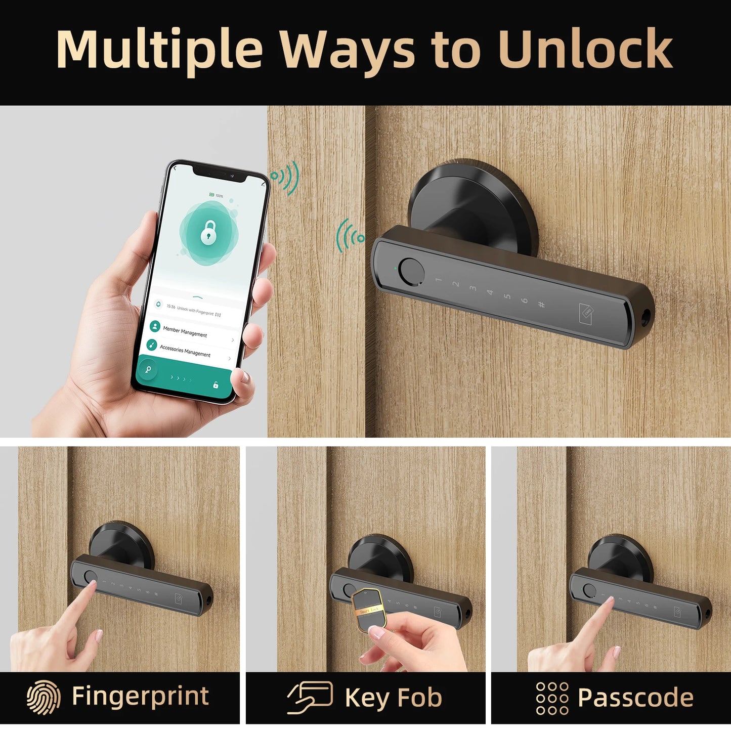 Viladepot Smart Lock Fingerprint Door Lock App Control Passcode Unlock Electronic Touchscreen Keypad