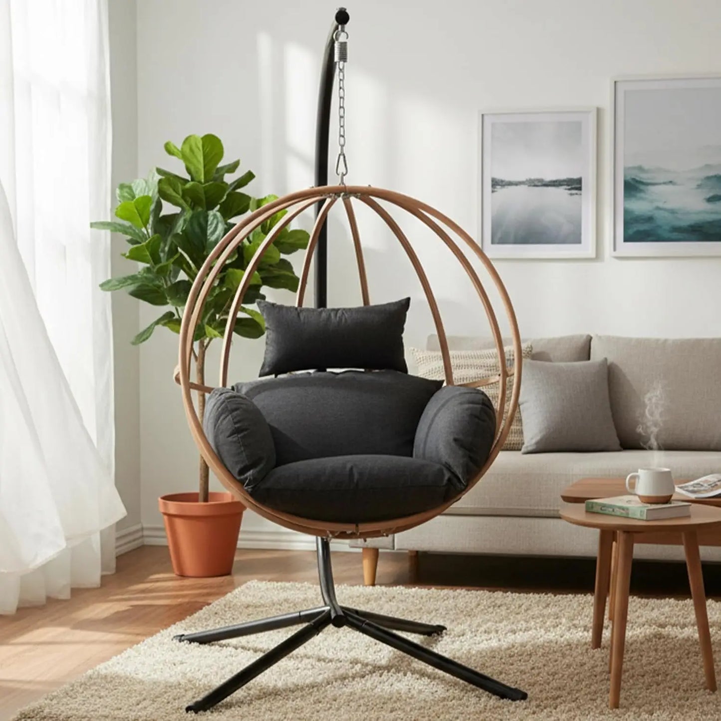 Hanging Chairs with Stand, All Weather Double Egg Chair Outdoor, Metal Hanging Egg Chairs Outdoor, 2 Person, Customized