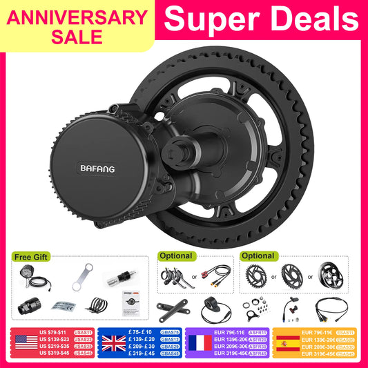 BAFANG Mid Drive Motor 48V 36V 750W 500W 250W 42T 36T 52T 44T Chain Wheel Electric Bicycle Conversion eBike Engine BBS02B BBS01B