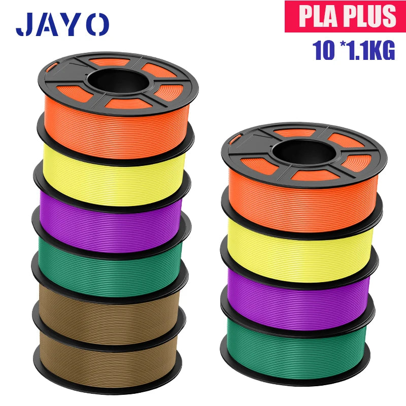 JAYO 10Rolls pla plus/petg /pla/pla+2.0/skdc Multicolor 3d Filament Printe 1.75mm FDM 100%No bubbel for 3D Printer Materials