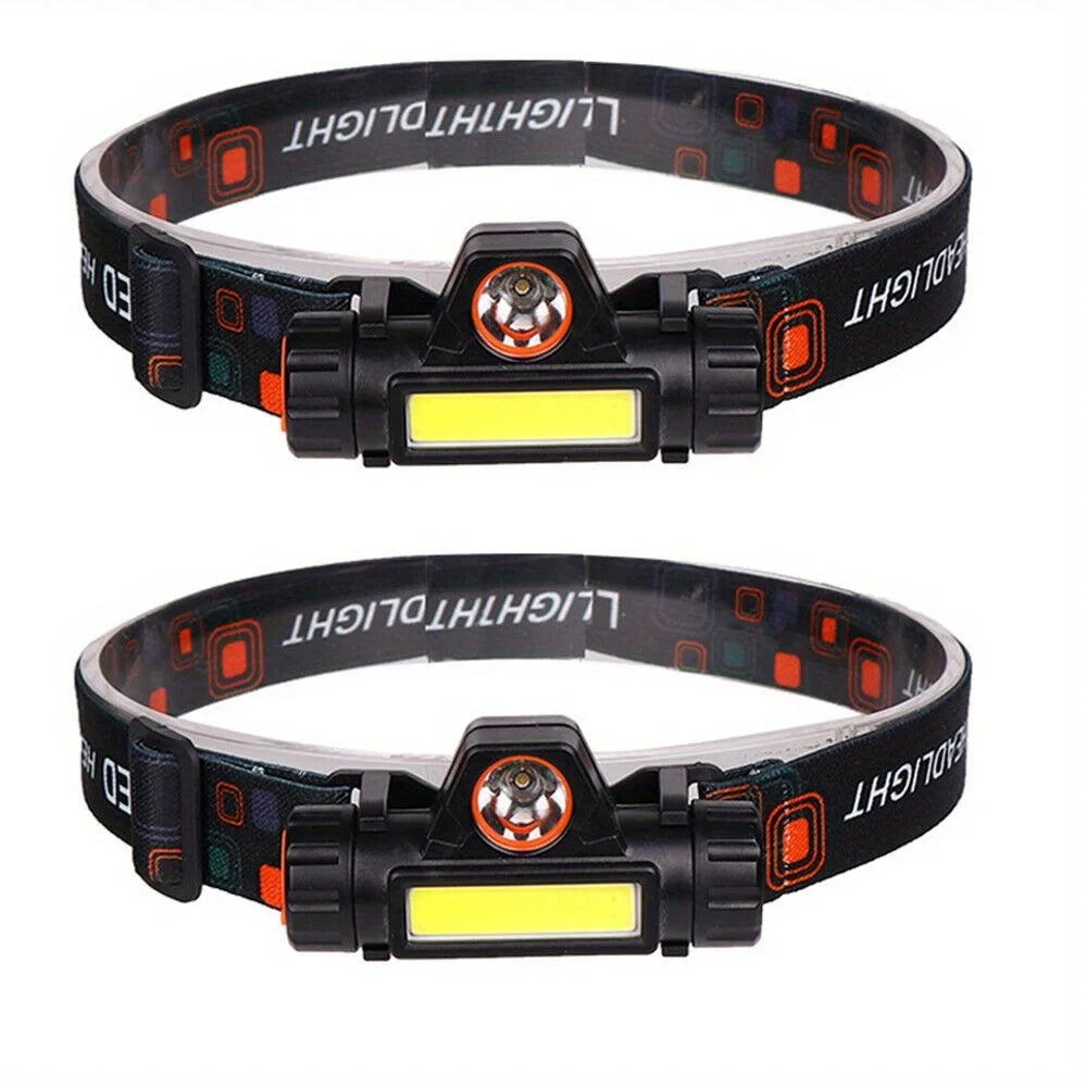 2X USB Rechargeable LED Headlamp Headlight Head Light Flashlight