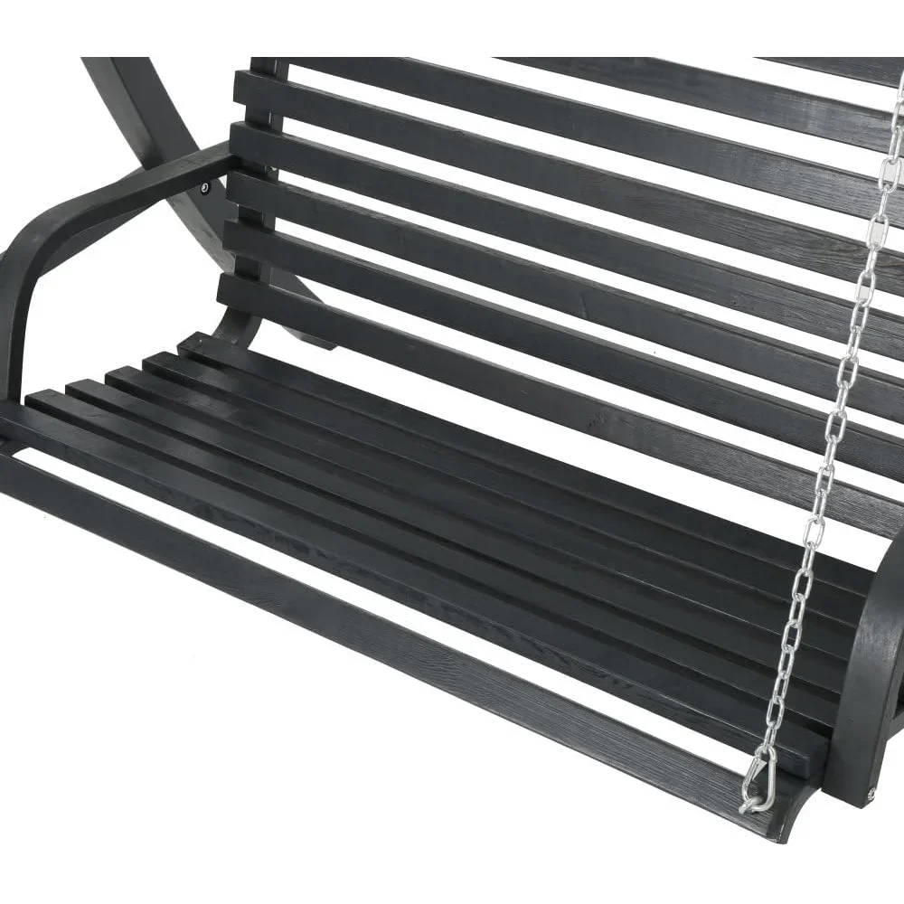 Wooden Swinging Loveseat, Outdoor Swing Chair for Garden, Patio, or Backyard, 82.5" L×50" W×76.5" H,Comfortable Seating, Include