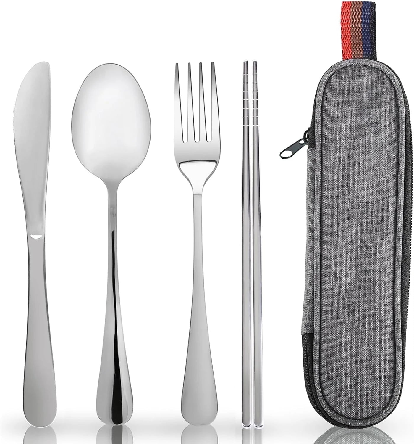 Portable Silverware Set for Work, Stainless Steel Reusable Travel Cutlery Set, Fork and Spoon Set for Camping, Picnic, Gadgets