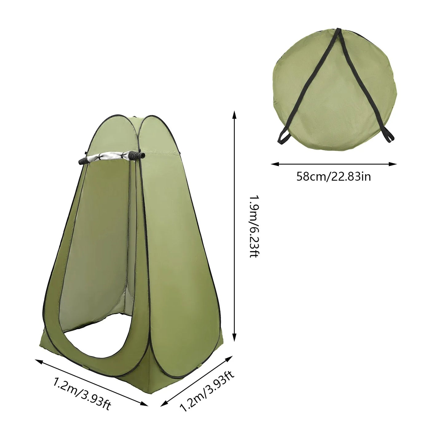 Shower Tent Outdoor Camping Privacy Shelter Portable Toilet Tent for Hiking Spacious Interior Waterproof and Sunproof