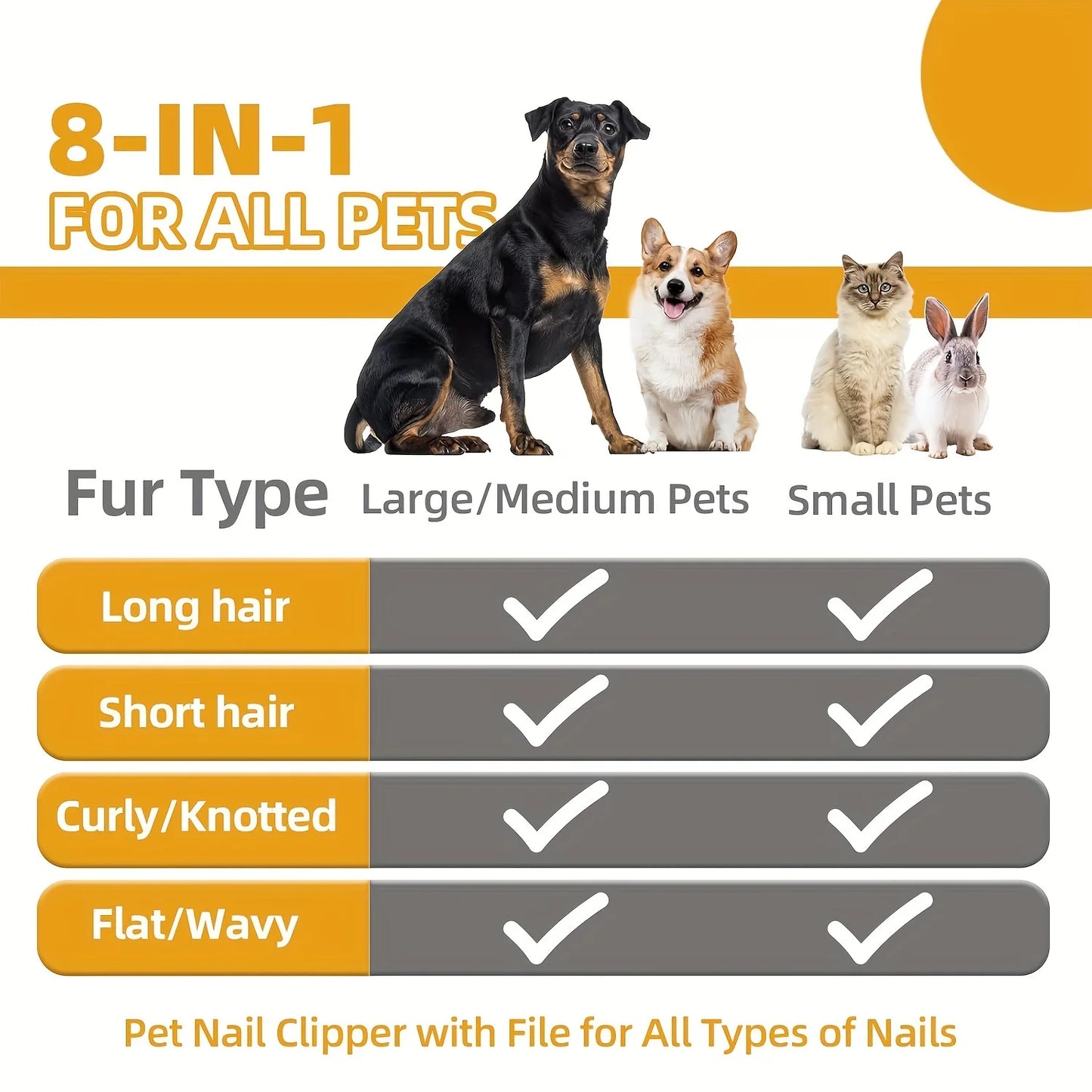8pcs/set Dog Grooming Kit, Self-cleaning Pet Grooming Set with Nail Clippers And File, Flea Comb, Shampoo Bath Brush, Hair Remov