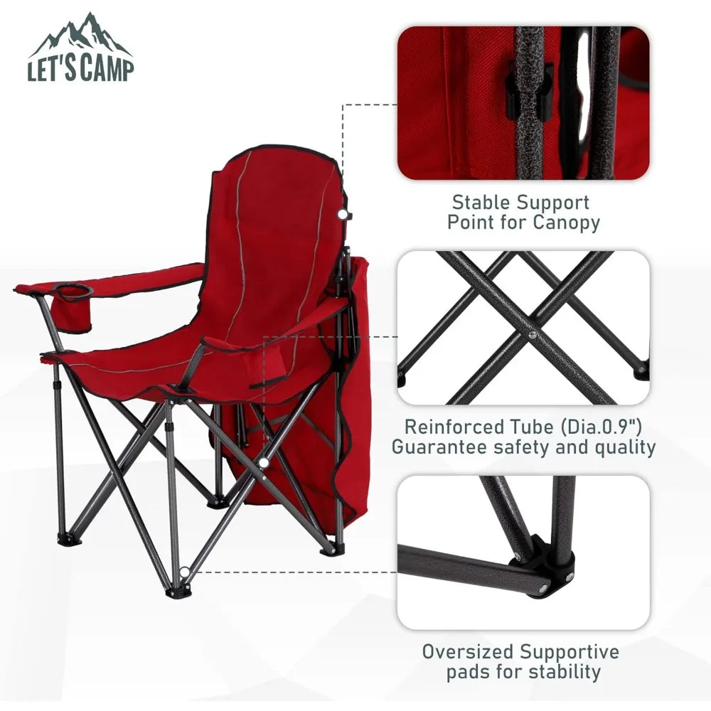 LET'S CAMP Camp Chair with Shade Canopy Folding Camping Recliner Chair with Carry Bag for Outdoor Camping Hiking Beach
