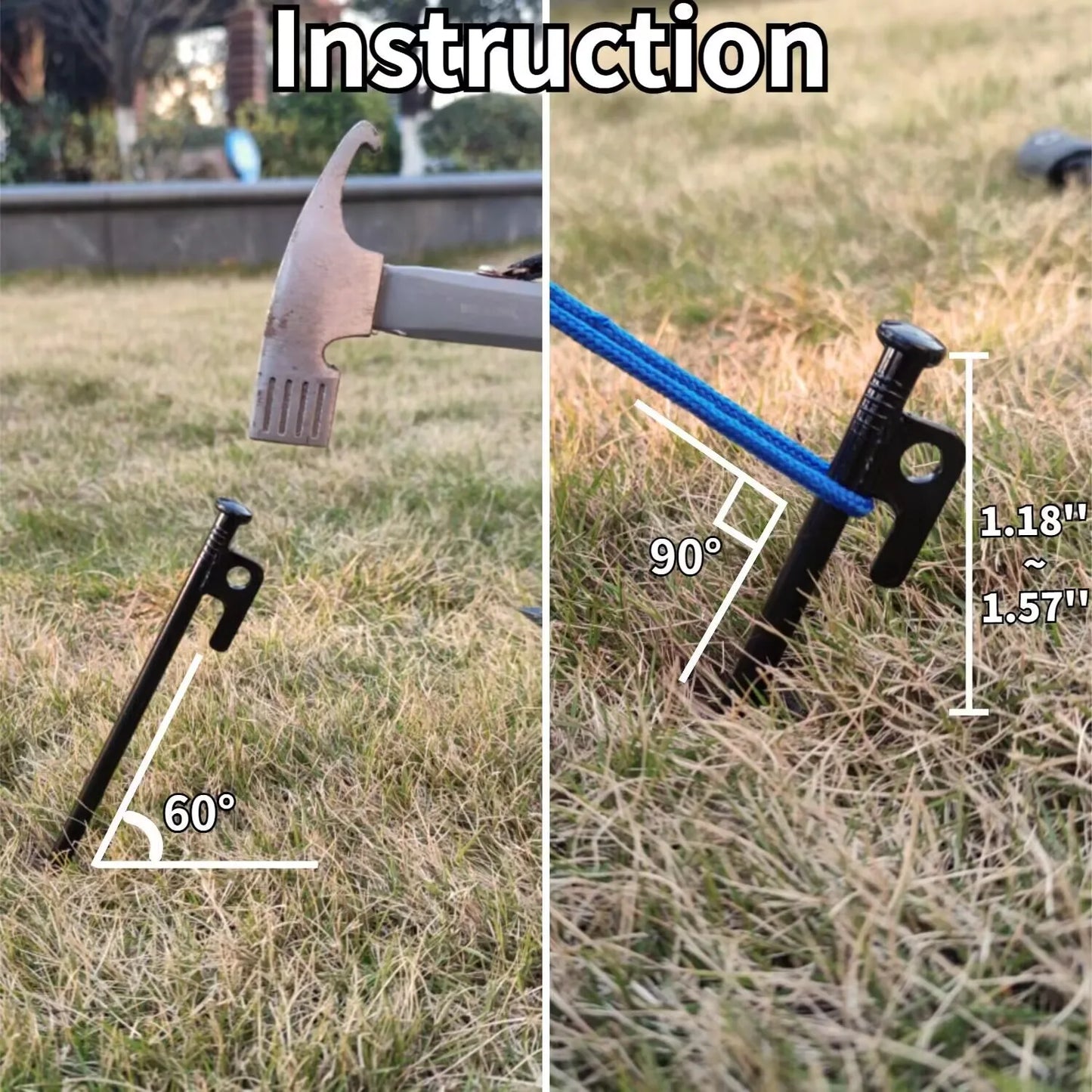 USA Warehouse 6/10Pack Tent Stakes Heavy Duty 16 Inch Steel Metal Tent Pegs Camping Stake Ground Stake Canopy  Spikes Tent Nail