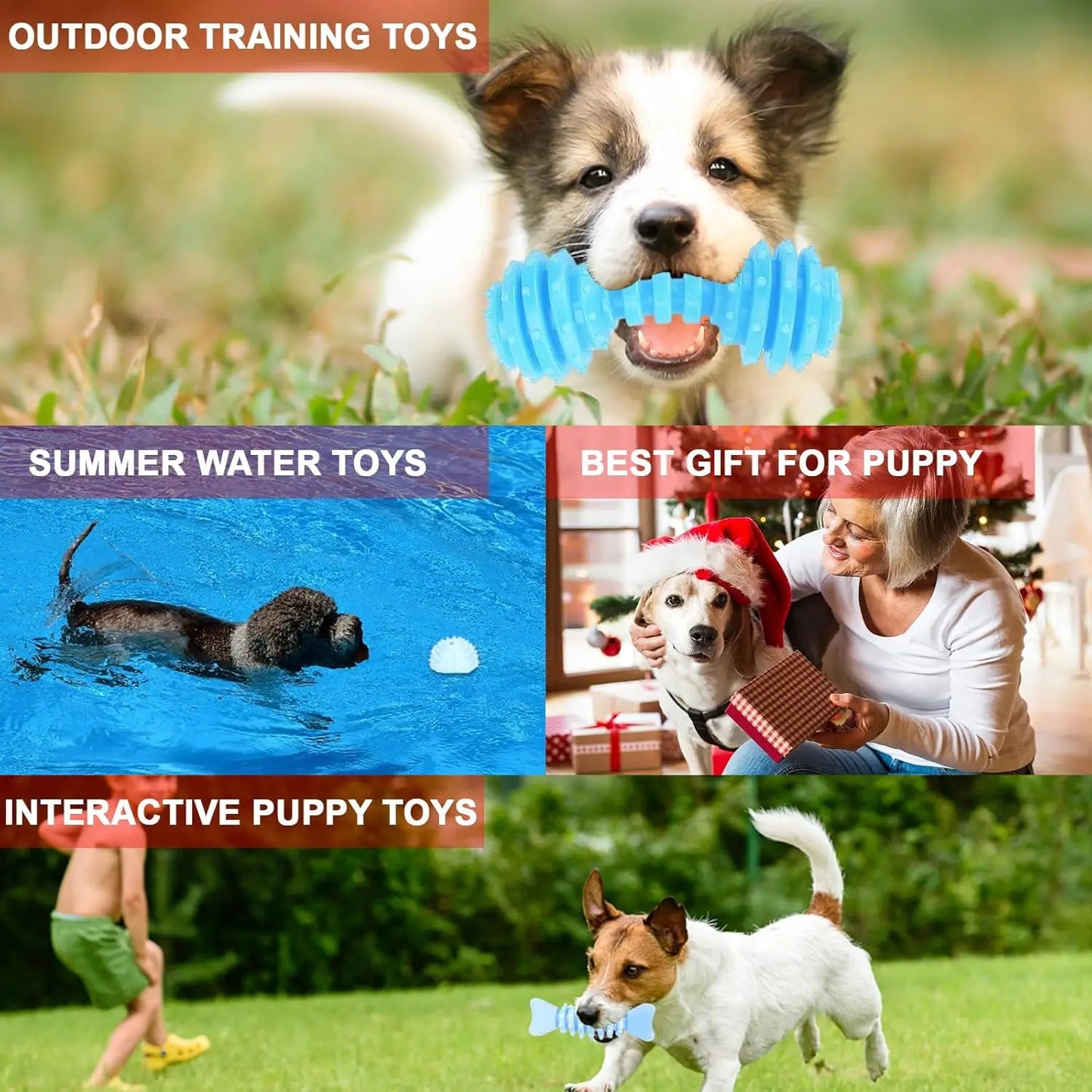 6 Pack Puppy Chew Toys, Soft Durable Interactive Teething Toys for Small Dogs in Cute Blue