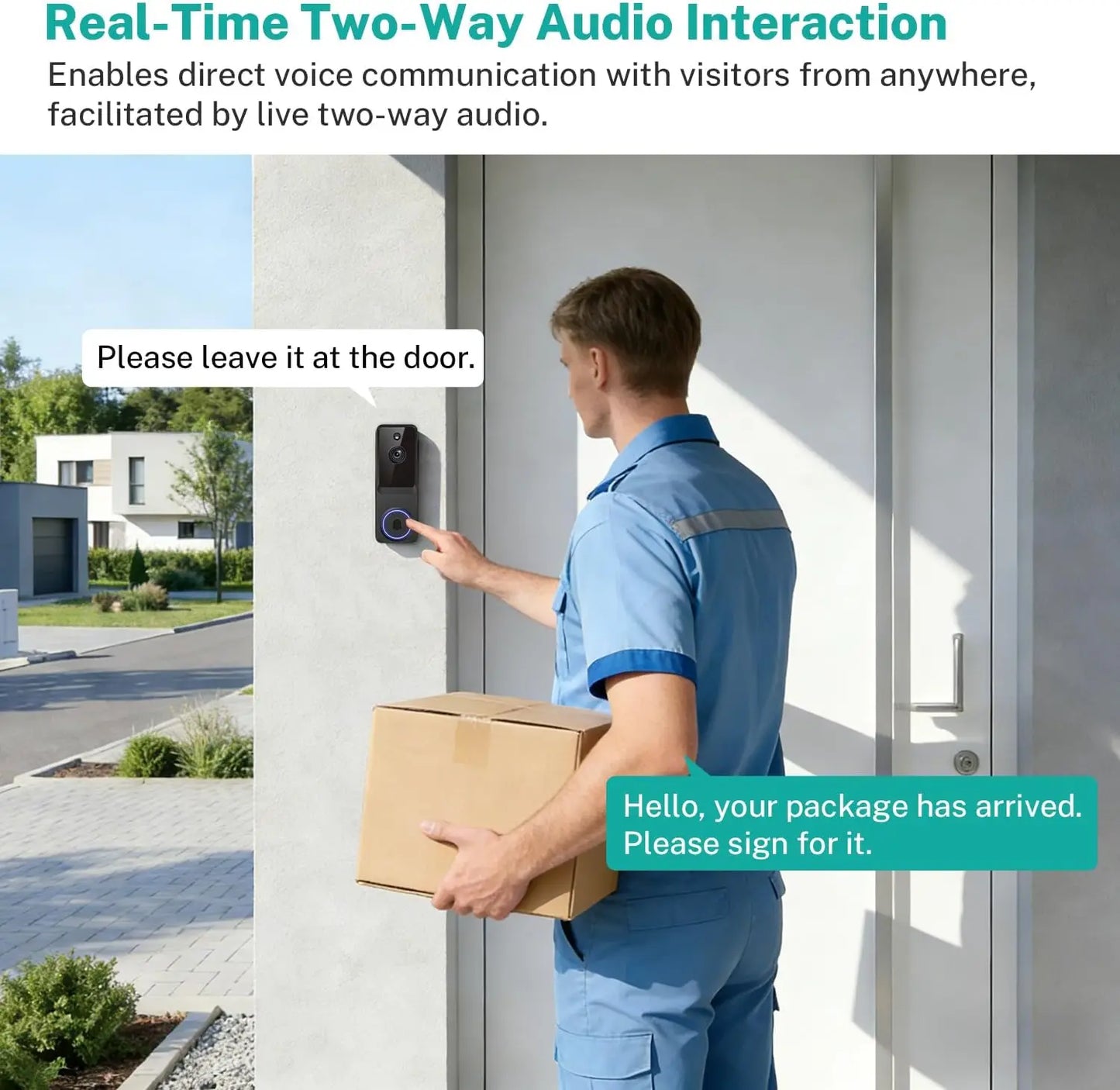 1080P Smart Wireless Doorbell Camera with AI Motion Detection, Night Vision, Two-Way Talk, Cloud Storage, Indoor/Outdoor Use