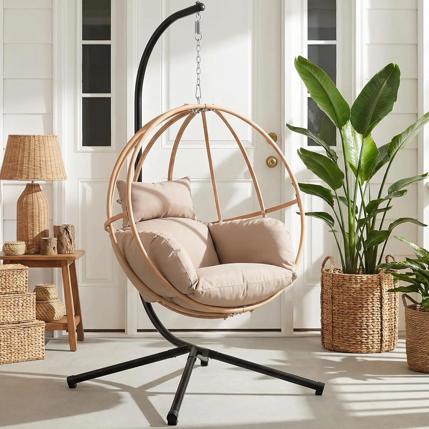 Hanging Chairs with Stand, All Weather Double Egg Chair Outdoor, Metal Hanging Egg Chairs Outdoor, 2 Person, Customized