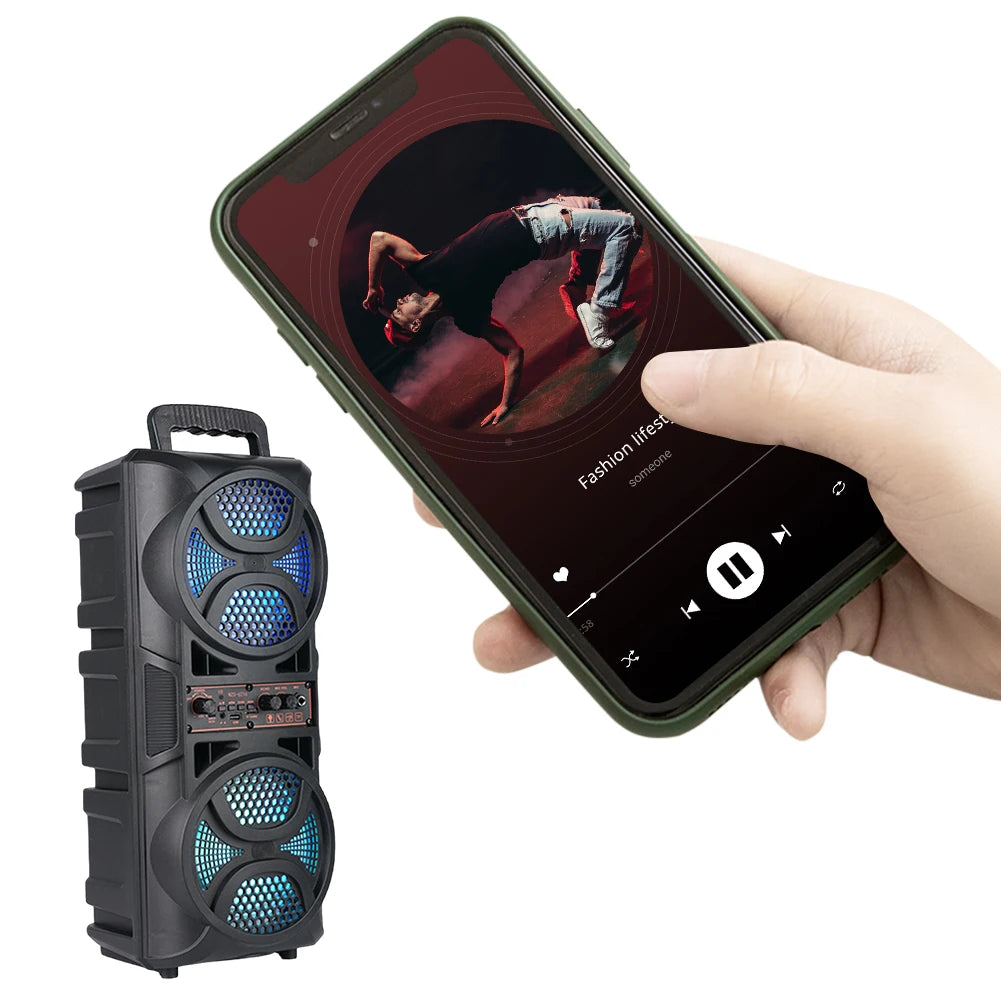 Bluetooth-Compatible Speaker Wireless Stereo Speaker Support USB/TF/AUX/FM/BT/MIC Outdoor Speaker for Home Outdoor Party Gifts